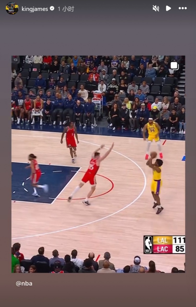  為你驕傲！布朗尼投進NBA生涯首記三分球！詹姆斯賽后轉發(fā)