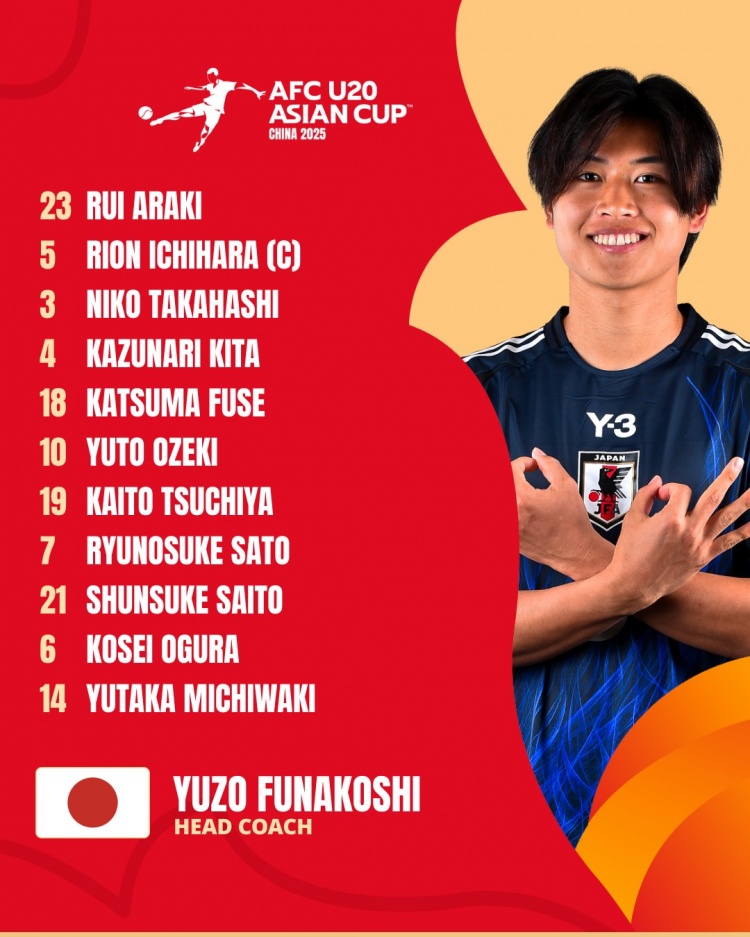  日本U20vs敘利亞U20首發(fā):高橋仁胡、佐藤龍之介出戰(zhàn) 高岡伶颯替補(bǔ)