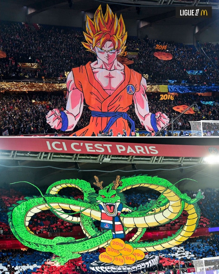  逝世一周年，法甲官推曬昔日巴黎主場(chǎng)龍珠TIFO：鳥山明經(jīng)典永存